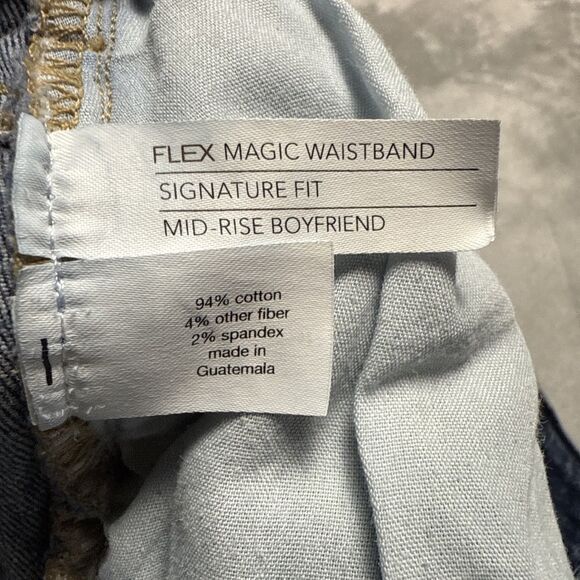 Lane Bryant Women’s Mid-Rise Boyfriend Jeans 24 Blue Distressed Flex Magic Waist - Picture 5 of 6